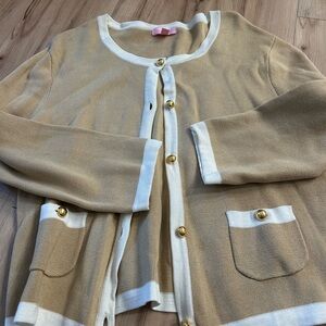 Lilly Pulitzer Tan and Cream Cardigan